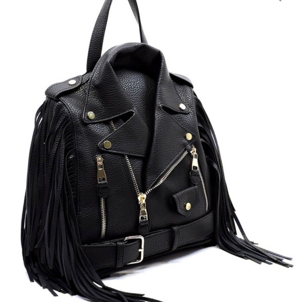 Motorcycle Jacket Fringe Backpack Purse